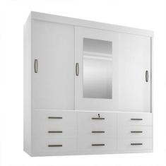 Guarda Roupa Casal Ipanema 3 Portas de Correr e 9 Gavetas com Espelho 