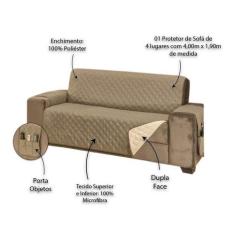 Protetor para Sofá de 4 Lugares Manu King - RT MAGAZINE, Kaqui/Palha