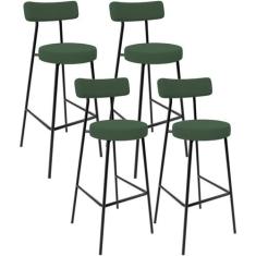 Kit 04 Banquetas Baixa Bar Cozinha Sala De Jantar Estrutura Em Aço Mil