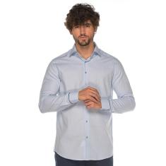 Camisa Social Manga Longa Slim Algodão Trabalhado Clássica