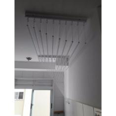 Varal De Teto Individual 10 Varetas Alumínio Branco 150cm 