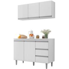 Balcão De Pia E Aéreo Cozinha 120Cm Branco Sem Tampo