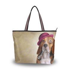 Bolsa de ombro My Daily feminina engraçada Beagle Dog bolsa grande, Multi, Large