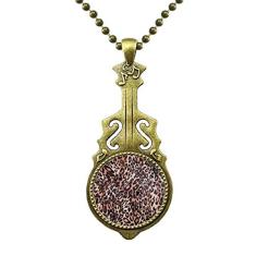 DIYthinker Colar com design abstrato de penas de oncinha com pingente de música de guitarra antiga