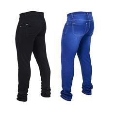 Kit 2 Calças Jeans Masculina Skinny Moderna Preta/Escura