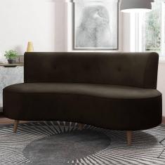 Sofá Living 2 Lugares 160cm Aang Pés Palito Veludo Marrom G33 - Gran Belo