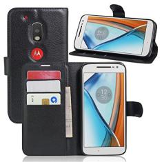 MOTO G4 Play, capa carteira flip de couro PU premium com compartimento para cartão, suporte e fecho magnético [capa interna de TPU à prova de choque] Compatível com Moto G4 Play