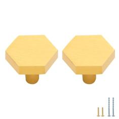 Evionlin 2 maçanetas de armário de latão sólido de cobre puro puxadores para gaveta de armário de cozinha, puxadores de latão dourado escovado com parafusos