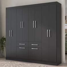 Guarda-roupa Casal 8 Portas 2 Gavetas 2 Basculante Rubi Yescasa Preto