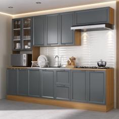 Cozinha Compacta 5 Peças 1 Paneleiro Duplo 2 Aéreos 2 Balcões Soho Cabecasa Madeiramadeira Freijó/Grafite