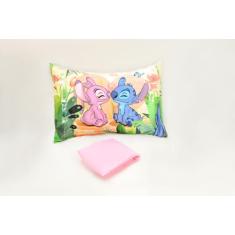Jogo de Lençol Solteiro 2 Peças com elástico Stitch e Angel - Santos E