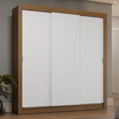 Guarda-Roupa Casal 3 Portas de Correr Rustic/Branco Sublime Plus Mades