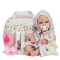 Bebê Reborn Boneca Larinha Saída de Banho Coelho Completa - Cegonha Re