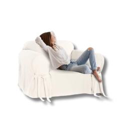 Capa e Protetor de Sofá Exclusivo 1 Lugar em Brim Peletizado Cru