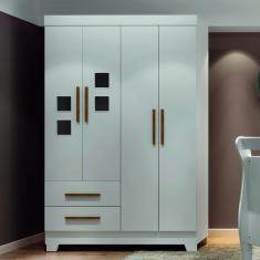 Guarda Roupa Infantil 4 Portas 2 Gavetas mdf Fly Tigus Baby