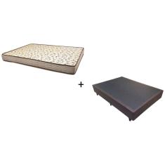 Cama Box Viúva 128 Tecido Sintético Marrom Com Colchão 128 Flórida Bello Box - 100% Espuma - D26 Cinza