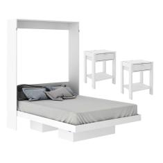 Cama Articulada Casal CM8016 com Kit 2 Mesas de Cabeceira Branco - Tecnomobili