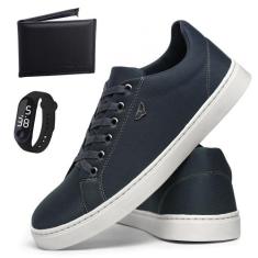 Tênis Masculino Casual Sapatenis Skate Kit Com Carteira E Relogio ! - 