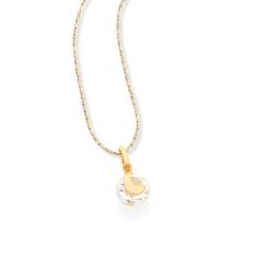 Colar Rommanel Banhado Ouro Pingente Solitário Cristal Branco