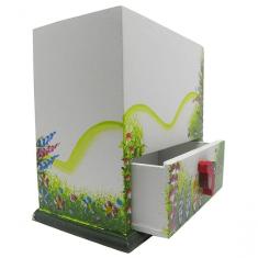 Porta Joias Organizador De Bijuterias Mulher Brinco Cordao Cofre Branco Com Rosa (mad-6679-3)