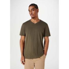 Camiseta Básica Masculina Manga Curta Gola V World - Azul XG-Masculino