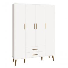 Guarda-roupa Retrô 4 Portas Isis Branco Fosco - Moveisaqui