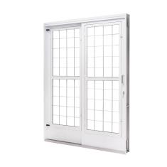 Porta de Aço de Correr e Postigo 215x160cm 2 Folhas com Grade Quadriculada Qualitysol Ramassol Branco