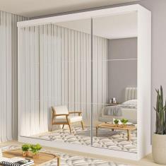 Guarda-Roupa Casal Isabela 3 Portas de Correr Espelhado 4 Gavetas Branco - Minastex