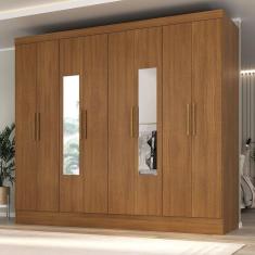 Guarda-Roupa Casal com Espelho 8 Portas 4 Gavetas Jatobá Yescasa Cinamomo