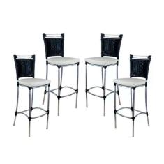 Kit 4 Banquetas Em Alumínio Jk Para Cozinha