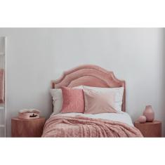 Cabeceira Solteiro Provençal Dupla 90x60 Veludo Rosê - Tachas Prata