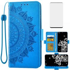 Asuwish Capa carteira compatível com Samsung Galaxy S20 Ultra Glaxay S20ultra 5G, protetor de tela de vidro temperado, porta-cartões, alça de pulso, capa para celular para Gaxaly 20S S 20 A20 20ultra