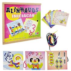 Carlu Brinquedos - Alinhavos Iniciação Jogo para Estimular Habilidades Motoras, 4+ Anos, 10 Bases Perfuradas, Multicolorido, 1058