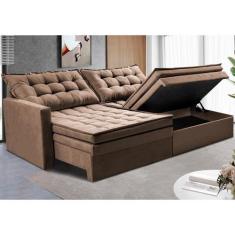 Sofá Sem Caixa Retrátil Baú 2,00m Cama inBox Secret Suede Velusoft Cas