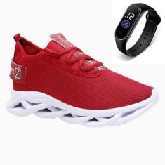 Tênis Masculino Esporte Gmm Shoes Academia Caminhada Confortável Dia a Dia + Relógio-Masculino