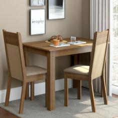 Conjunto Sala de Jantar Madesa Lola Mesa Tampo de Madeira com 2 Cadeir