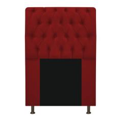 Cabeceira Estofada Lady 90 cm Solteiro Com Capitonê  Suede Vermelho - 