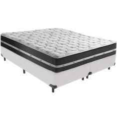 Cama Box Branco E Colchão Classic Preto Molas Ensacadas King Anjos