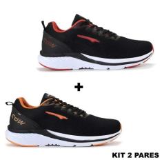 Tênis Esportivo 2 Pares Casual Dia a Dia - RDW, Preto vermelho, Preto 