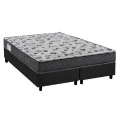 Cama Box Queen: Colchão Espuma D33 Ortobom /Ep Iso 100 Ultra Firme + Base Crc Suede Gray(158X198)