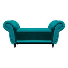 Divã Recamier Com Baú Grécia 1,55 Cm Suede Azul Acetinado