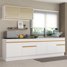 Cozinha Compacta Com Rodapé Com Armário E Balcão Branca