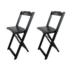 Kit 2 Banquetas Bistrô Dobrável Madeira Hei Preta Cor: Preto
