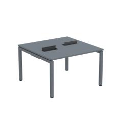 Mesa Plataforma Dupla Com Pé De Aço Para Coworking 120x120 Pdc12-12-2p Grafito