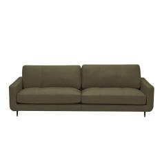 Sofá Decorativo Isaac 3 Lugares Sala De Estar 240cm Pés Em Aço Couro Fendi