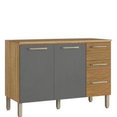 Balcão Gabinete De Pia 120 Cm Com Tampo Ametista Kits Paraná Freijó Gris Ripado Freijó Gris Ripado Freijó