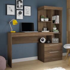 Escrivaninha com Estante Office 2 Gavetas Nogal
