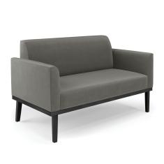 Sofá Namoradeira Base De Madeira Fixa Preto Marisa Suede Grafite D03 - D'Rossi