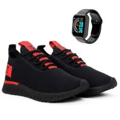 Kit Tênis Esportivo Masculino Academia Caminhada Olimp + Smartwatch BF