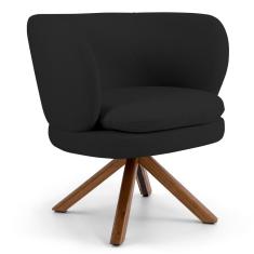 Poltrona Decorativa Sala De Estar Melissa Base Giromad Giratória Veludo C-300 Preto - Domi